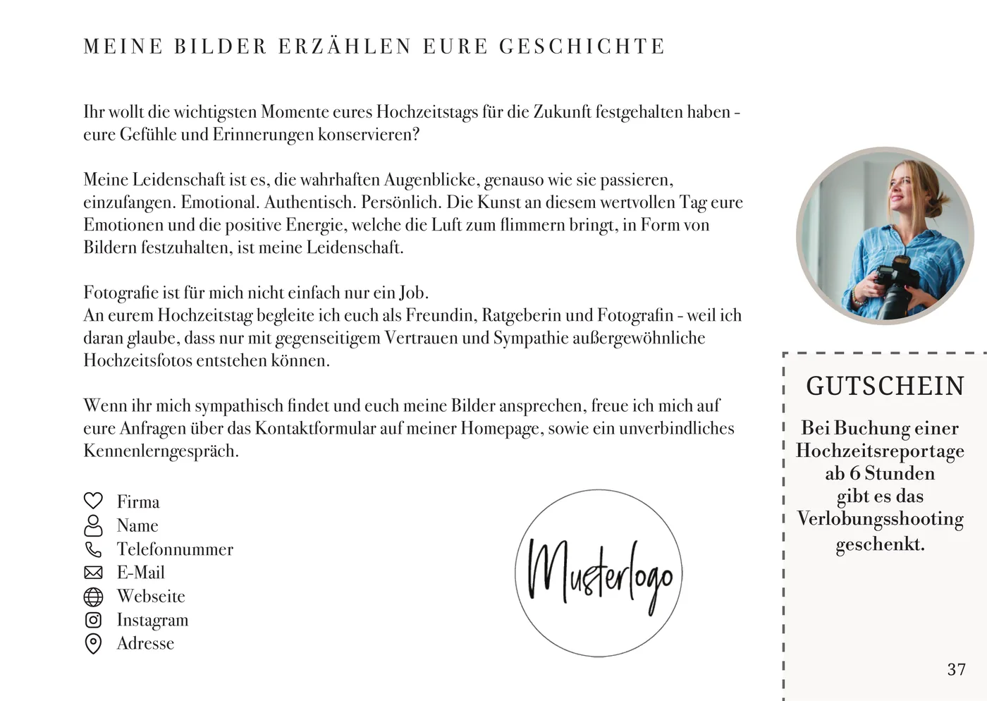 Musterseite Doppelseite Fotografie, rechte Seite